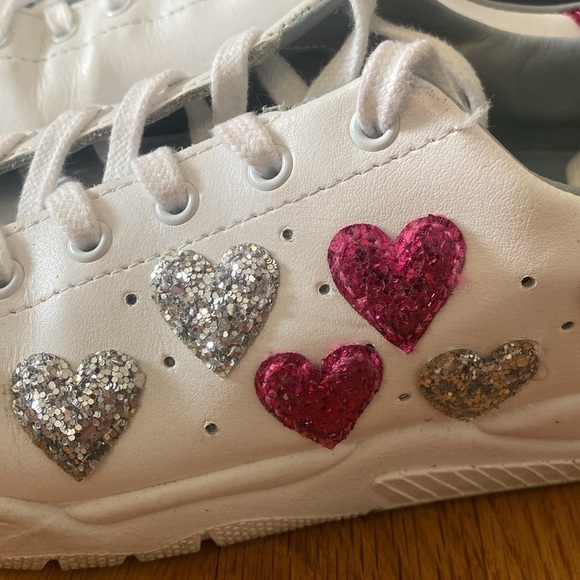 Chiara Ferragni Women’s White Sneakers With Pink Sequin Hearts Size 39 - Picture 4 of 10